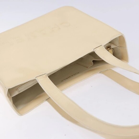CHANEL Tote Bag Enamel Beige Gold CC Auth bs27673 - Picture 7 of 15